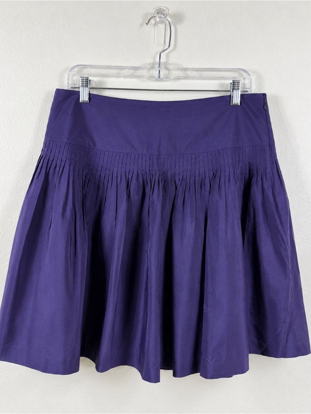 Gap Silk Blend Pleated Skater Mini Skirt Eggplant Purple Size 6